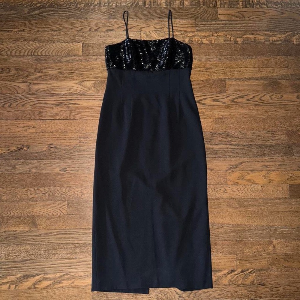 Donna Morgan 90s Black Sequin Midi Dress
